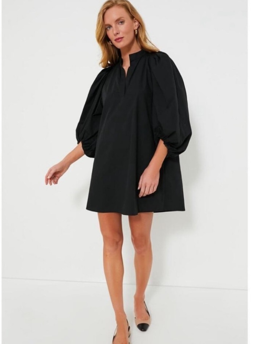 Pomander Place Astrid Black Puff-Sleeve Mini Shift Dress Size XL